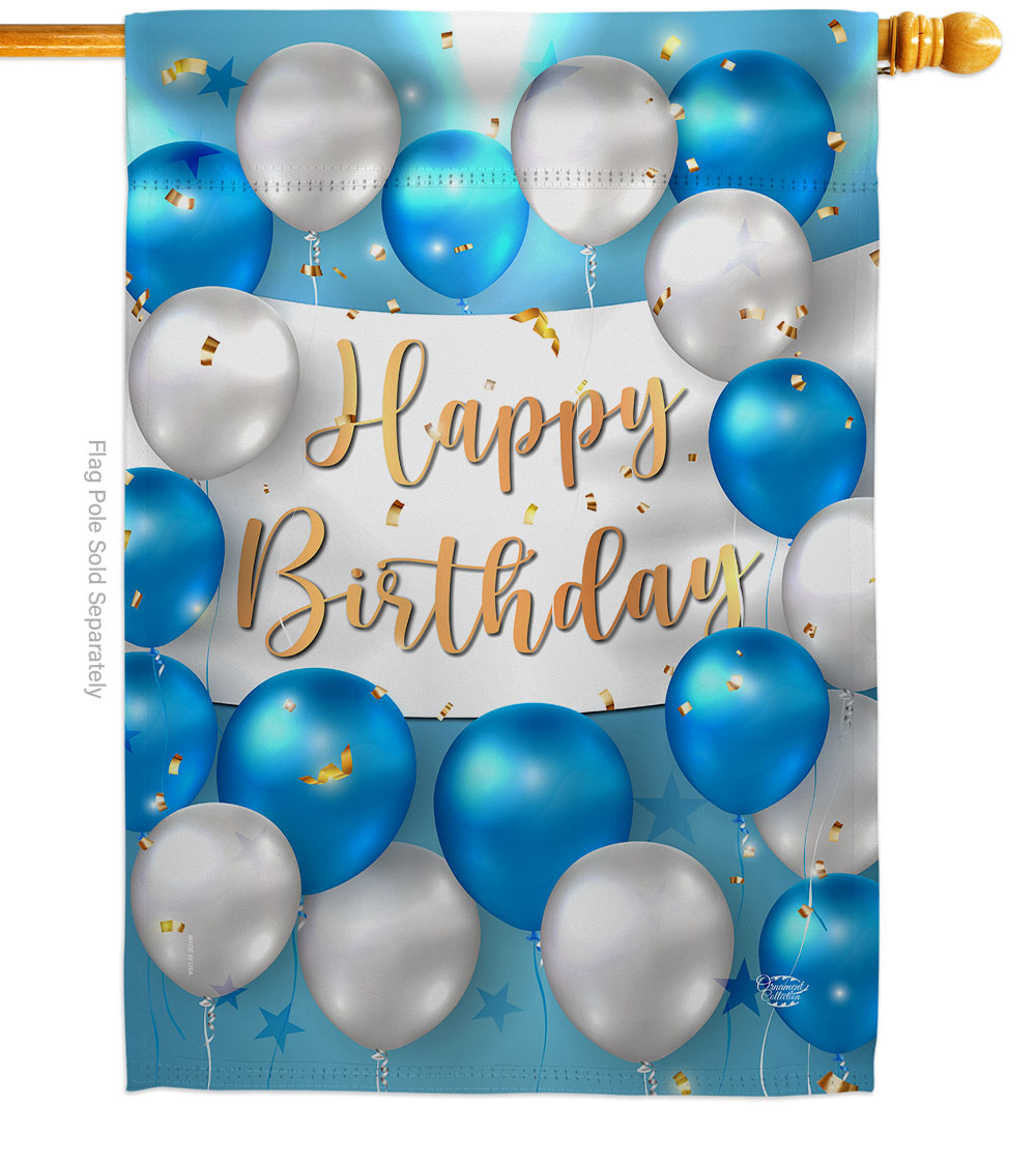 Birthday Balloons Celebration Double-Sided Garden Decorative House Flag, Multi Color