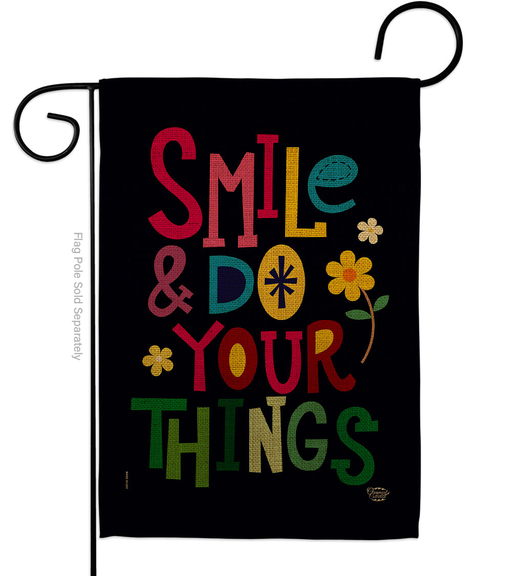 13 x 18.5 in. Smile Do Your Things Sweet Life Inspirational Double-Sided Decorative Vertical Garden Flags - House Decoration Banner Yard Gift