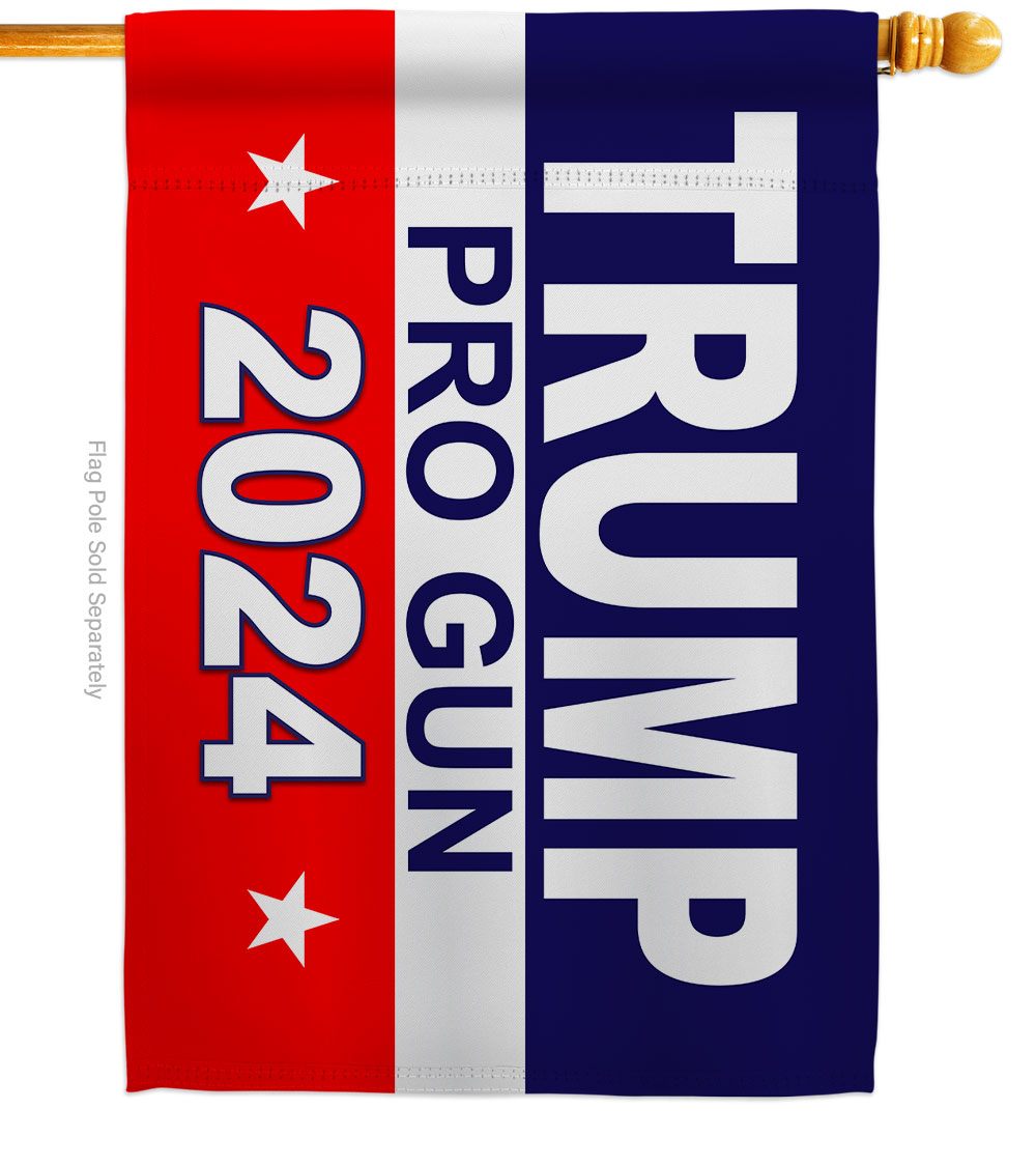 H170206-BO 28 x 40 in. Trump Pro Gun American Political Vertical House Flag with Double-Sided Decorative Banner Garden Yard Gift