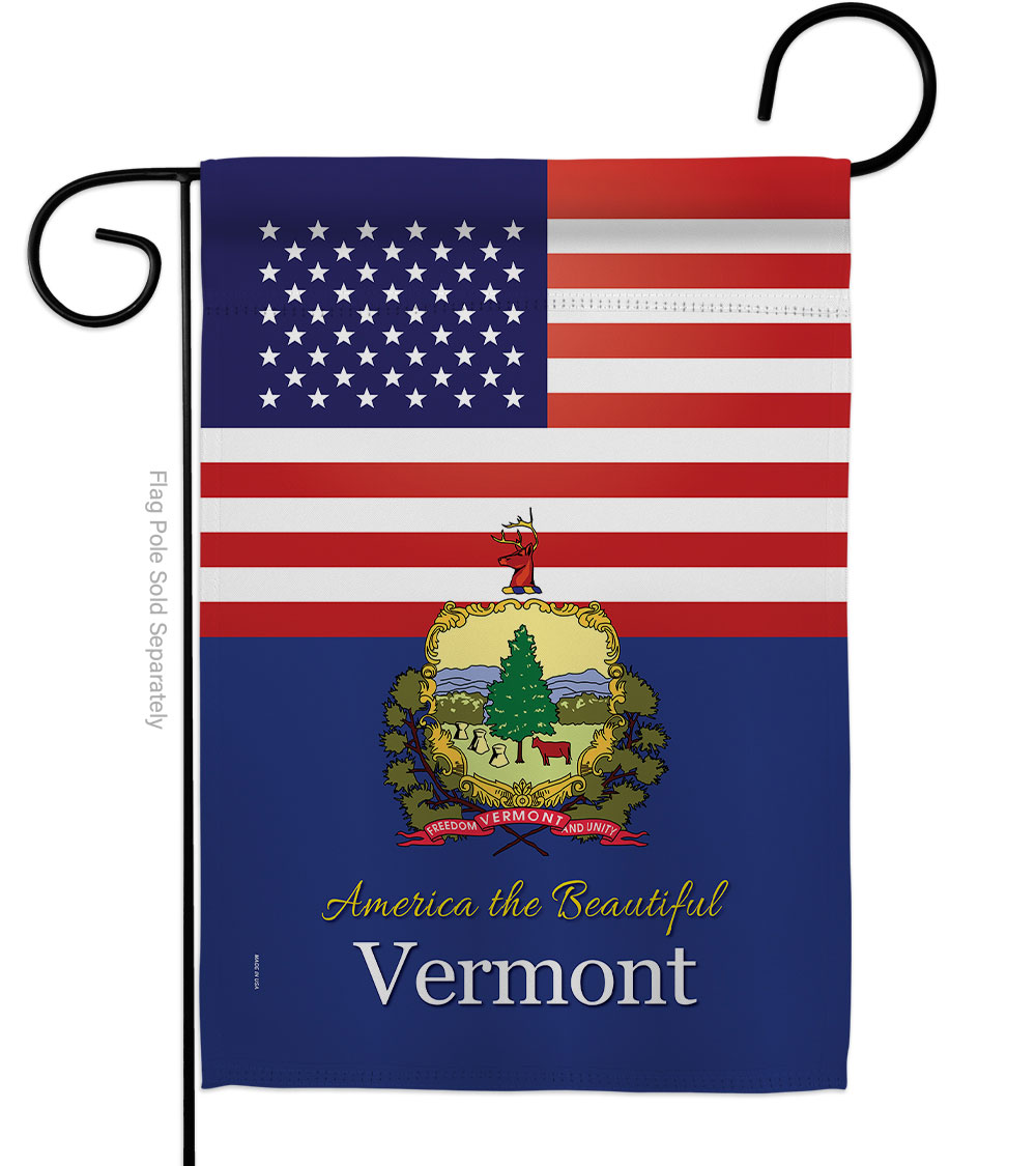G142597-BO 13 x 18.5 in. USA Vermont American State Vertical Garden Flag with Double-Sided House Decoration Banner Yard Gift