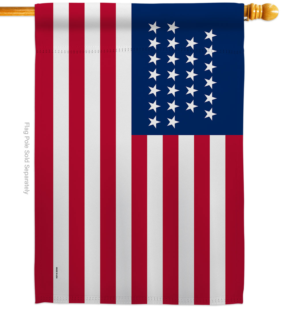H141105-BO 28 x 40 in. United State 1836-1837 American Old Glory House Flag with Double-Sided Decorative Banner Garden Yard Gift
