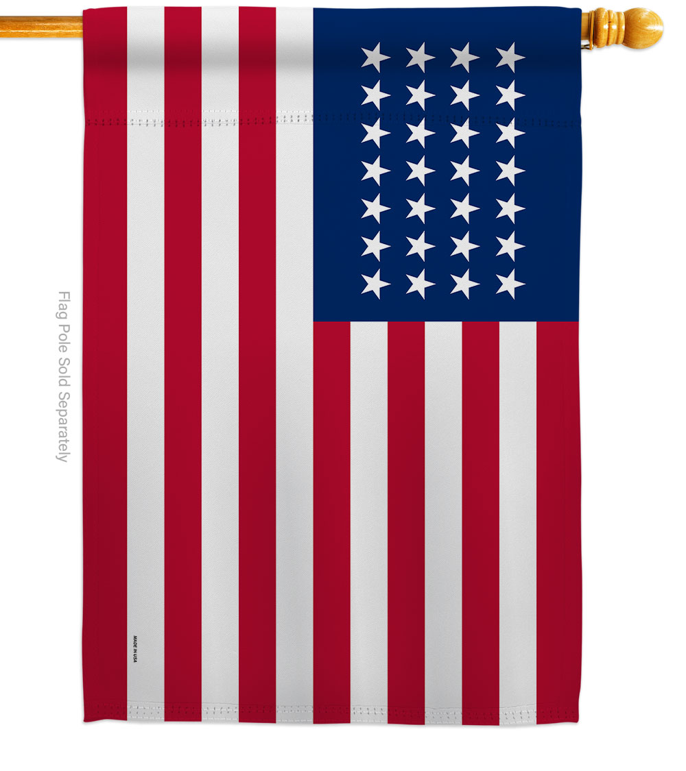 H141108-BO 28 x 40 in. United State 1846-1847 American Old Glory House Flag with Double-Sided Decorative Banner Garden Yard Gift