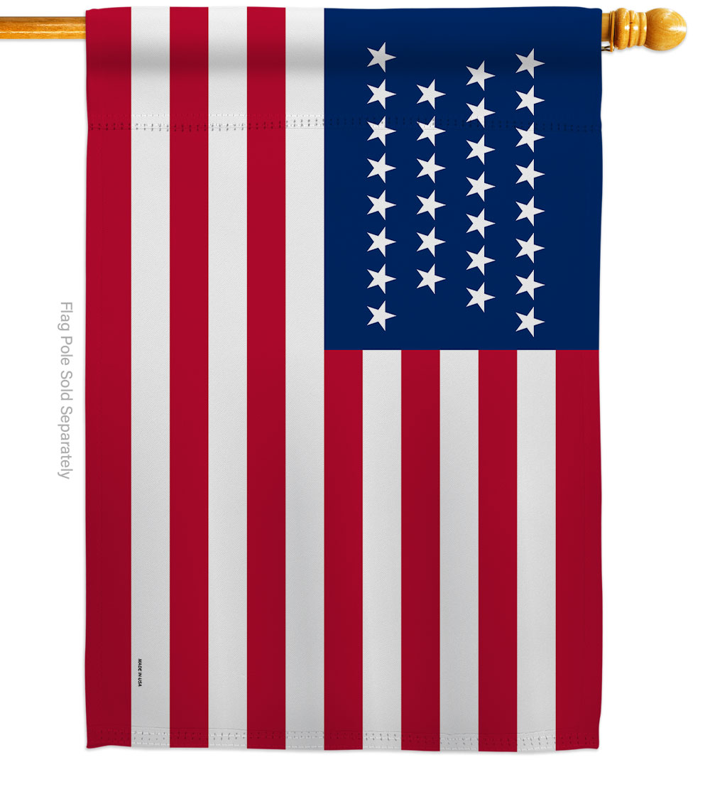 28 x 40 in. United State 1847-1848 American Old Glory House Flag with Double-Sided Decorative Banner Garden Yard Gift