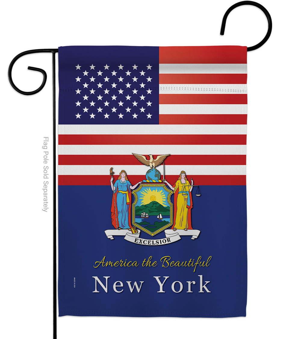 G142584-BO 13 x 18.5 in. USA New York American State Vertical Garden Flag with Double-Sided House Decoration Banner Yard Gift