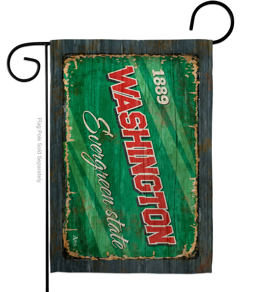 G142992-BO 13 x 18.5 in. Washington Vintage American State Garden Flag with Double-Sided Horizontal House Decoration Banner Yard Gift