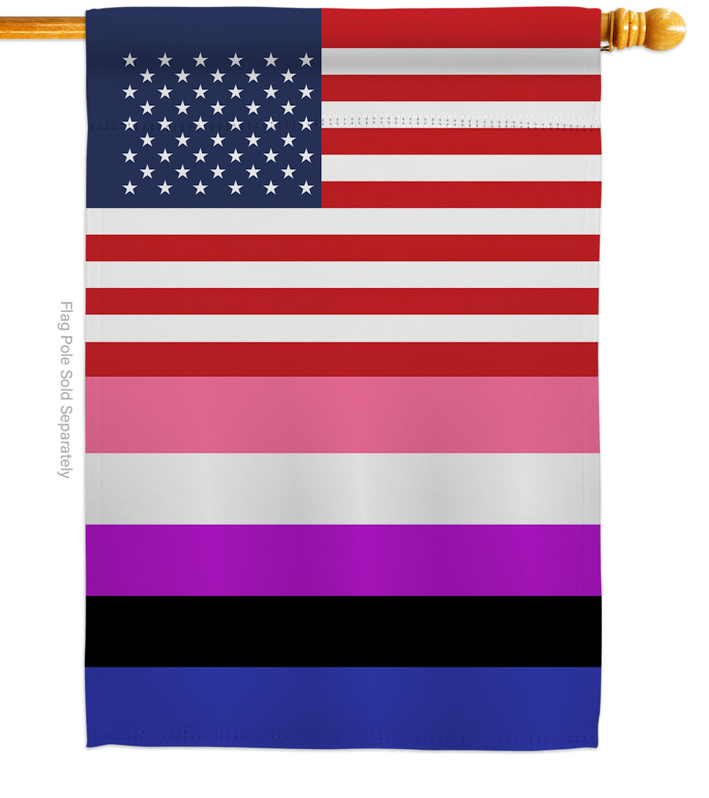US Genderfluidity Pride Support 28 x 40 in. Double-Sided Decorative Vertical House Flags for Decoration Banner Garden Yard Gift
