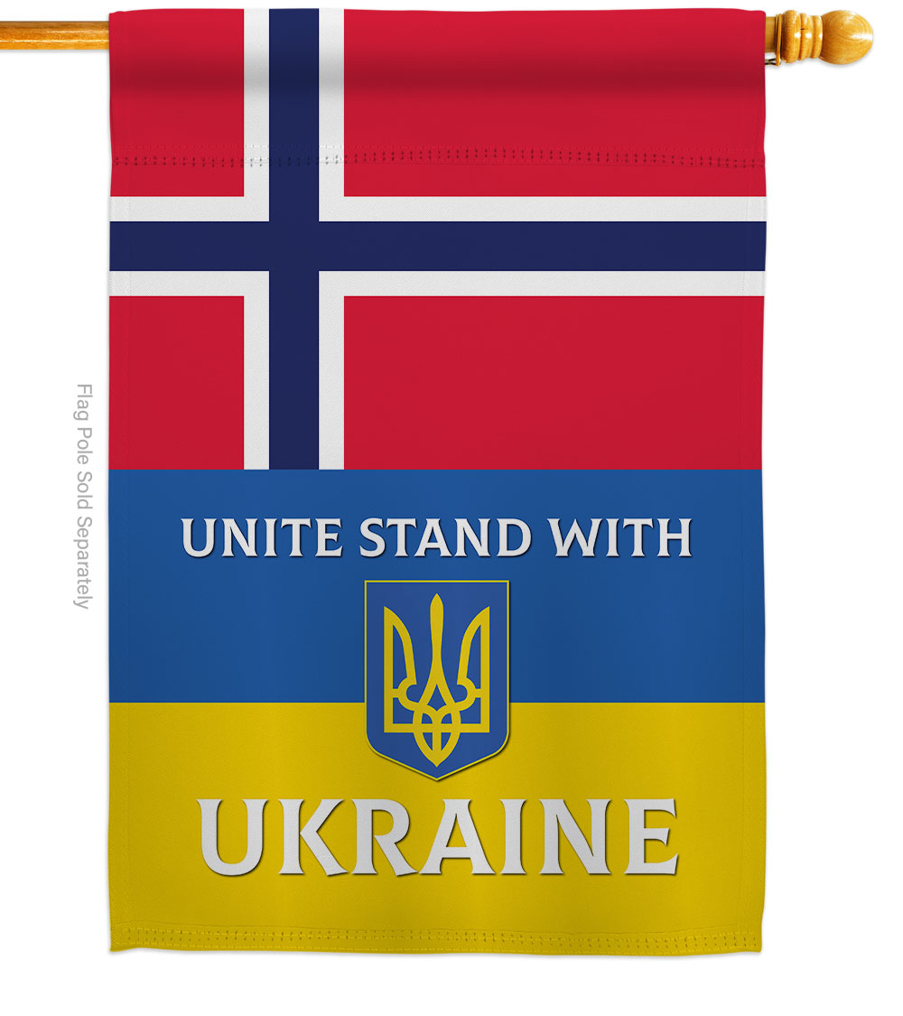 H170268-BO Norway Stand with Ukraine Support Cause 28 x 40 in. Double-Sided Decorative Vertical House Flags for Decoration Banner Garden Yard Gift