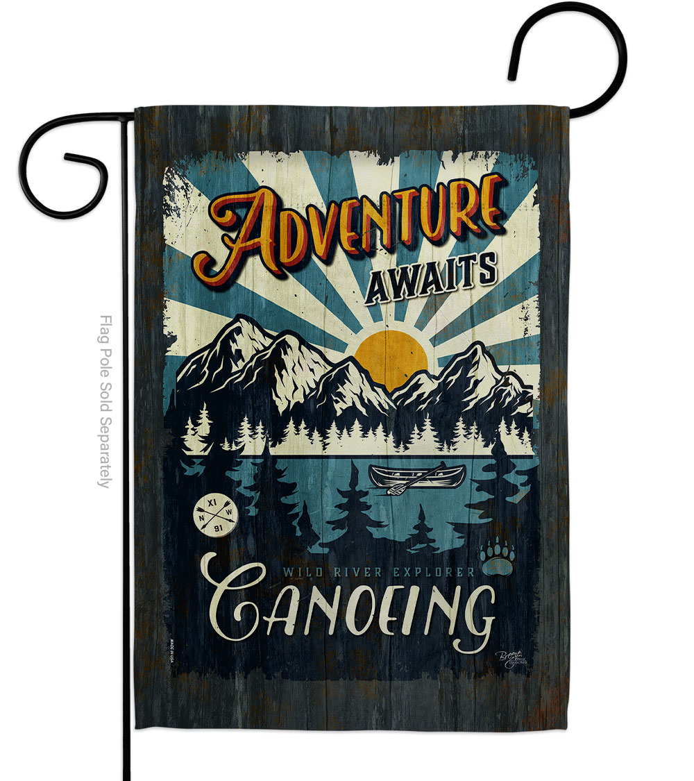 G159083-BO Awaits Canoeing Outdoor Adventure 13 x 18.5 in. Double-Sided Decorative Vertical Garden Flags for House Decoration Banner Yard Gift