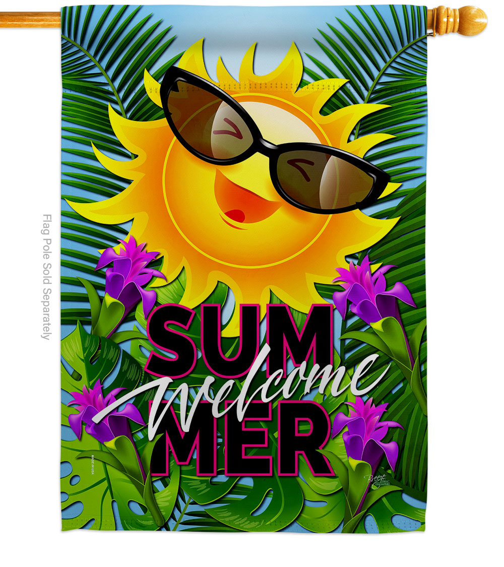 H106098-BO Joyful Sun Summertime Fun & 28 x 40 in. Double-Sided Decorative Vertical House Flags for Decoration Banner Garden Yard Gift