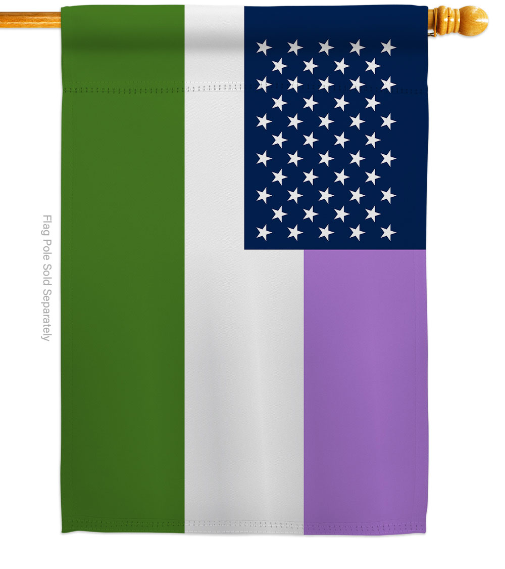 US Genderqueer Pride Support 28 x 40 in. Double-Sided Decorative Horizontal House Flags for Decoration Banner Garden Yard Gift