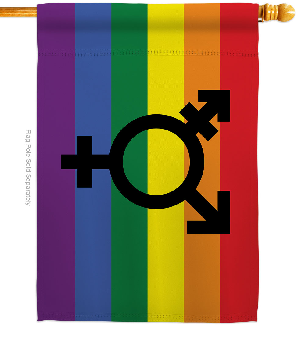 Transgender Pride Support 28 x 40 in. Double-Sided Decorative Horizontal House Flags for Decoration Banner Garden Yard Gift
