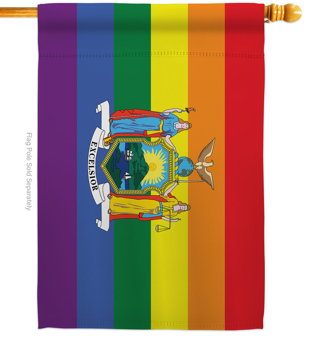New York Pride Support 28 x 40 in. Double-Sided Decorative Horizontal House Flags for Decoration Banner Garden Yard Gift
