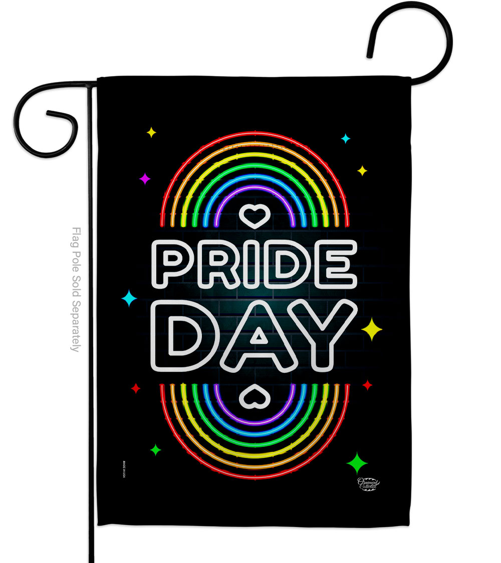 Neon Pride Day Support 13 x 18.5 in. Double-Sided Decorative Vertical Garden Flags for House Decoration Banner Yard Gift