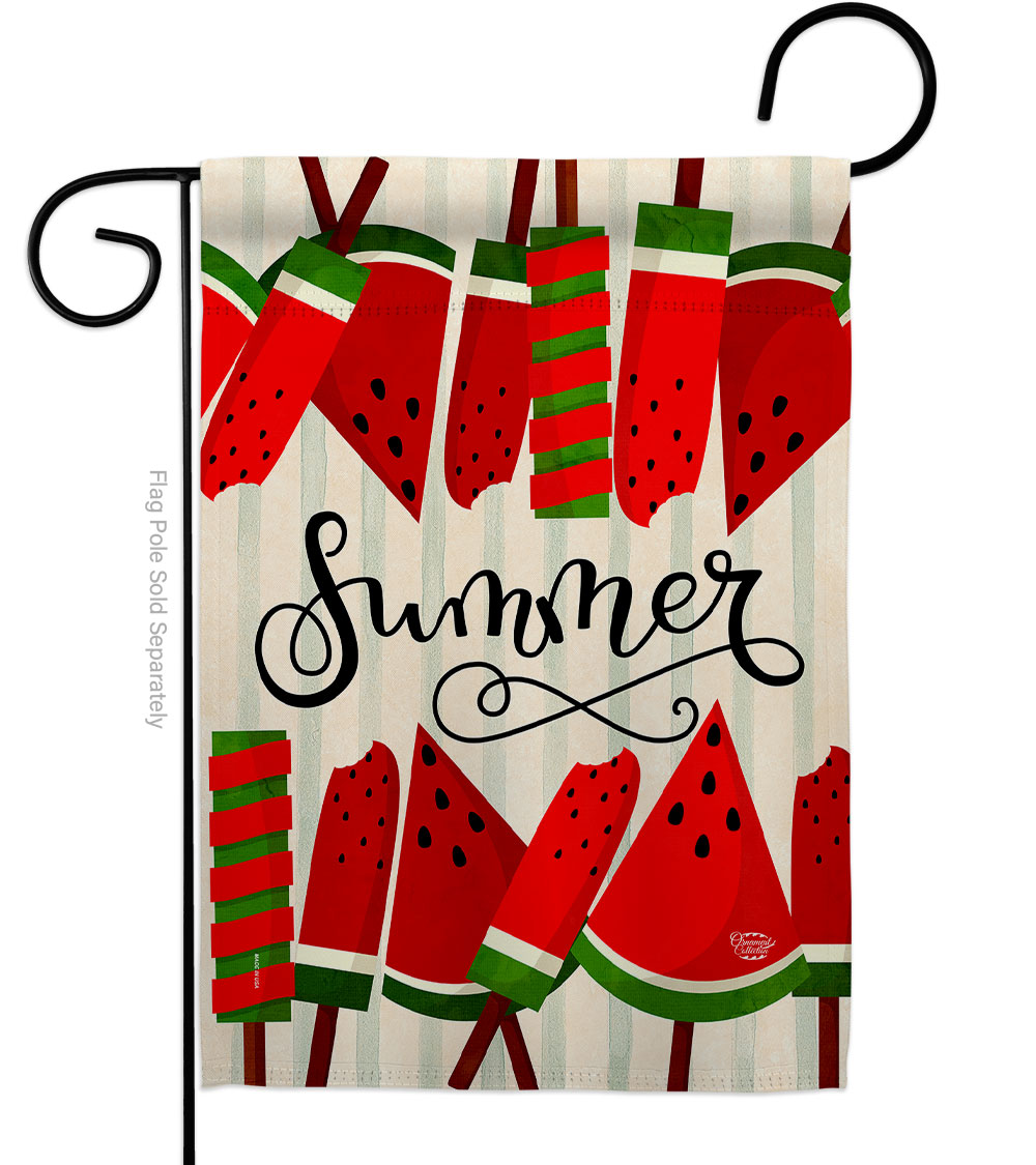 Sweet Watermelon Summertime Fun & Sun 13 x 18.5 in. Double-Sided Decorative Vertical Garden Flags for House Decoration Banner Yard Gift