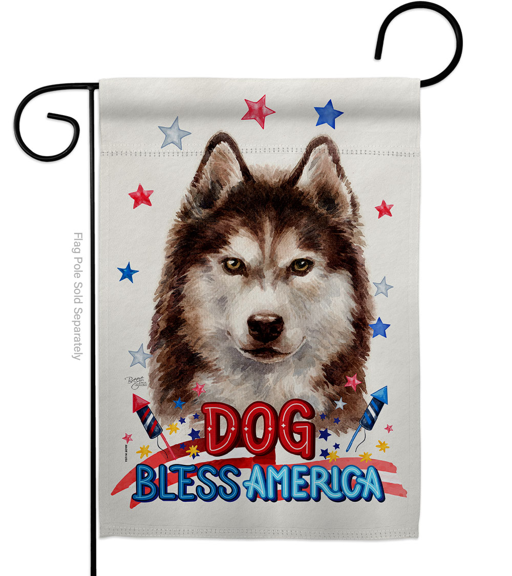 Patriotic Brown Siberian Husky Animals Dog 13 x 18.5 in. Double-Sided Decorative Vertical Garden Flags for House Decoration Banner Yard Gift