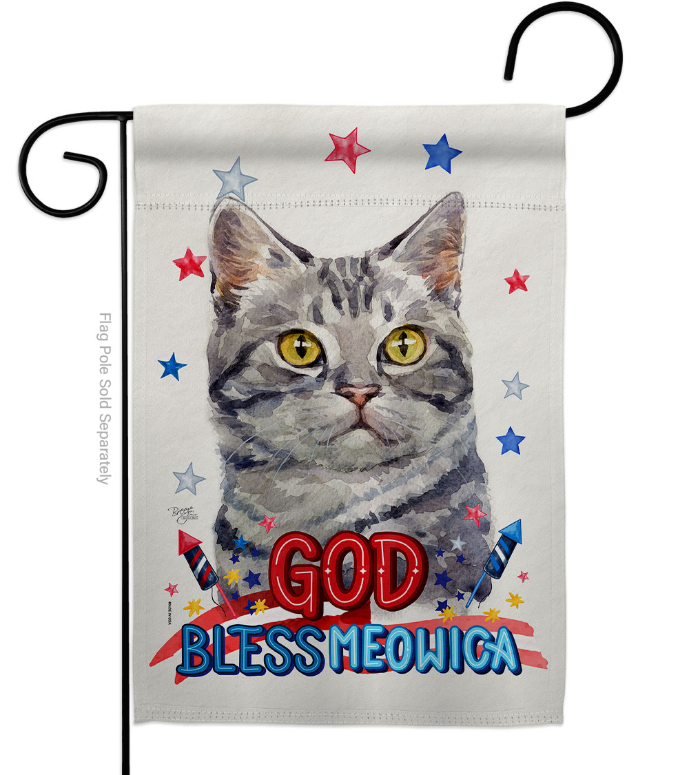 Patriotic Red American Short Hair Animals Cat 13 x 18.5 in. Double-Sided Decorative Vertical Garden Flags for House Decoration Banner Yard Gift