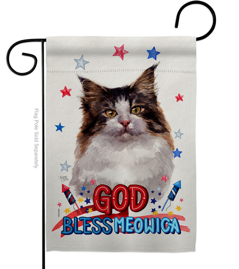 G120162-BO Patriotic Norwegian Forest Animals Cat 13 x 18.5 in. Double-Sided Decorative Vertical Garden Flags for House Decoration Banner Yard Gift