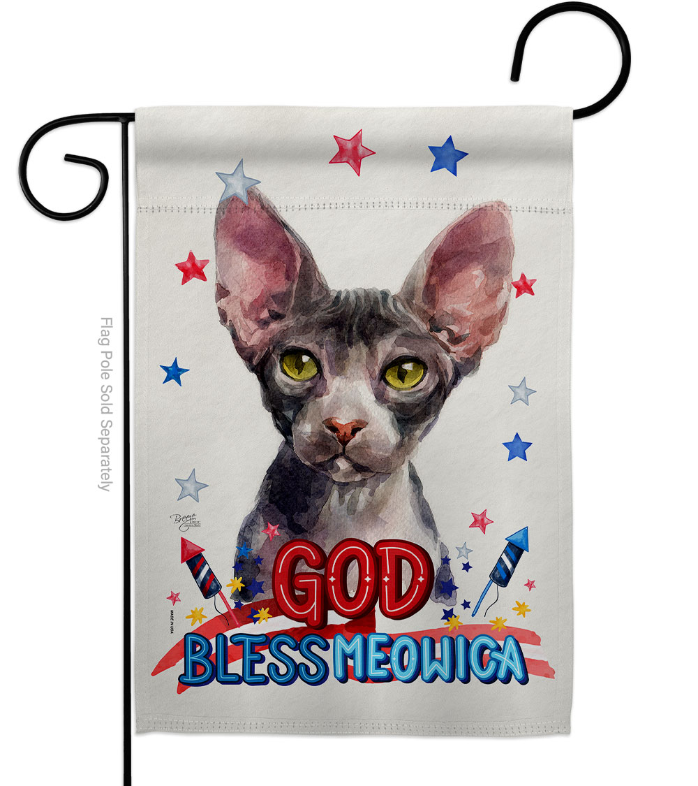 G120189-BO Patriotic Sphynx Animals Cat 13 x 18.5 in. Double-Sided Decorative Vertical Garden Flags for House Decoration Banner Yard Gift