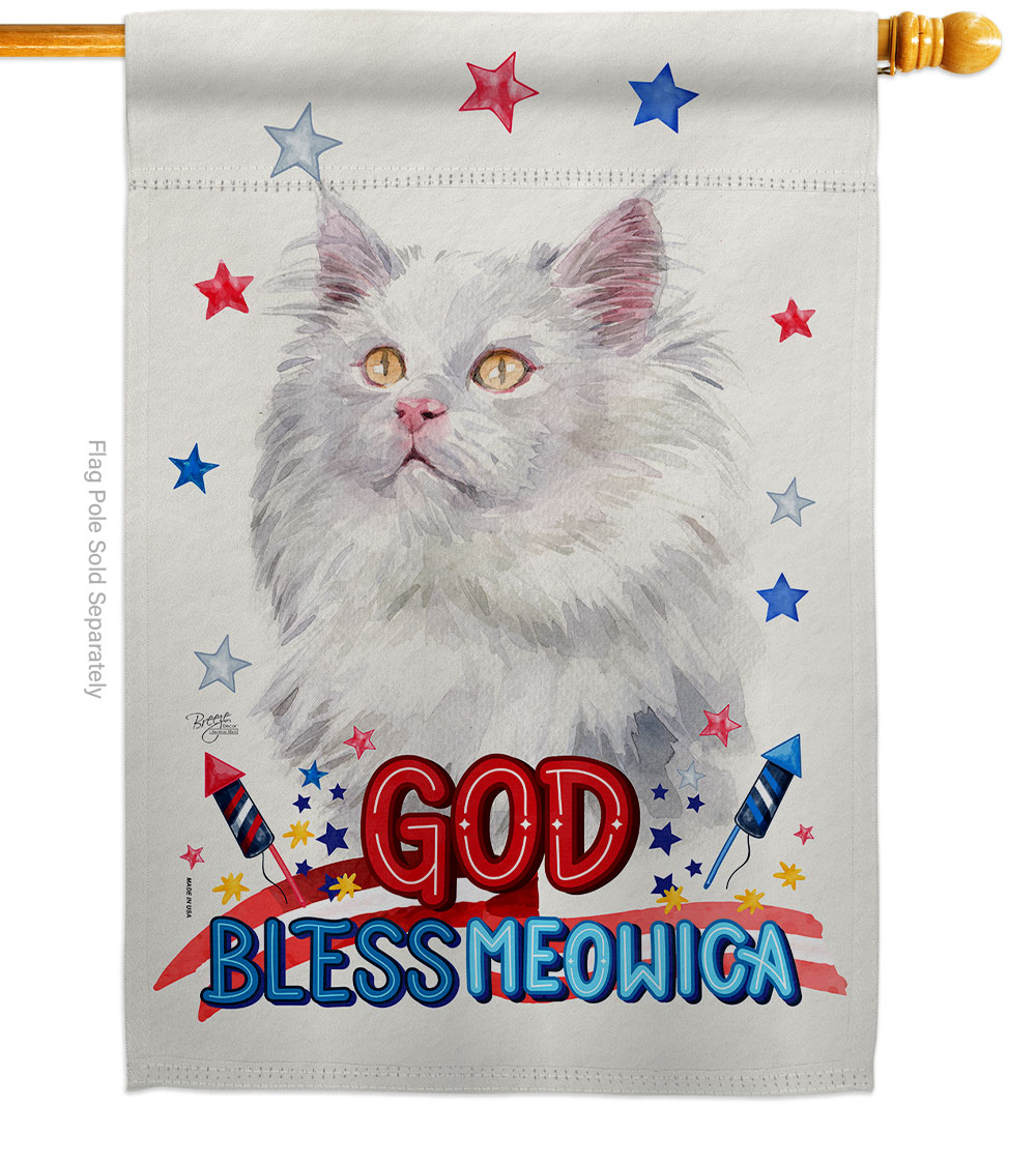 H120137-BO Patriotic German Long Hair Animals Cat 28 x 40 in. Double-Sided Decorative Vertical House Flag for Decoration Banner Garden Yard Gift