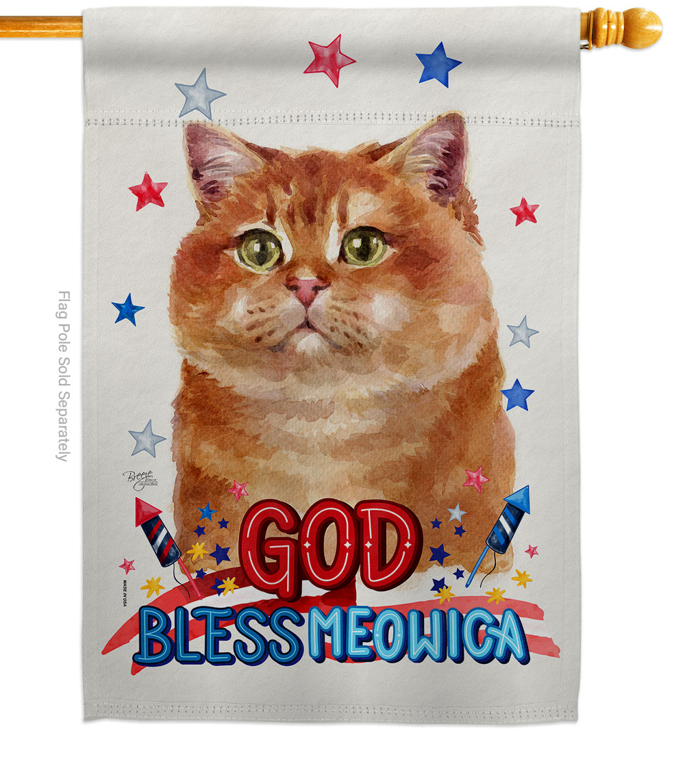 H120155-BO Patriotic Gold Scottish Animals Cat 28 x 40 in. Double-Sided Decorative Vertical House Flag for Decoration Banner Garden Yard Gift