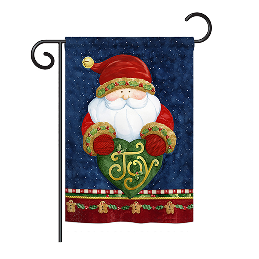 BD-XM-G-114135-IP-BO-DS02-US Santa Holding Joy Heart Winter - Seasonal Christmas Impressions Decorative Vertical Garden Flag - 13 x 18.5 in.