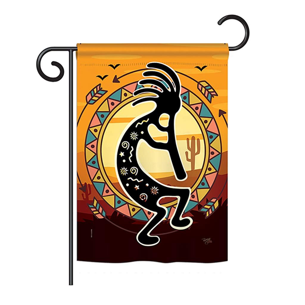 G165145-bo Kokopelli Playing Flute Country & Primitive Southwest Impressions Decorative Vertical 13 X 18.5 In. Double Sided Garden Flag