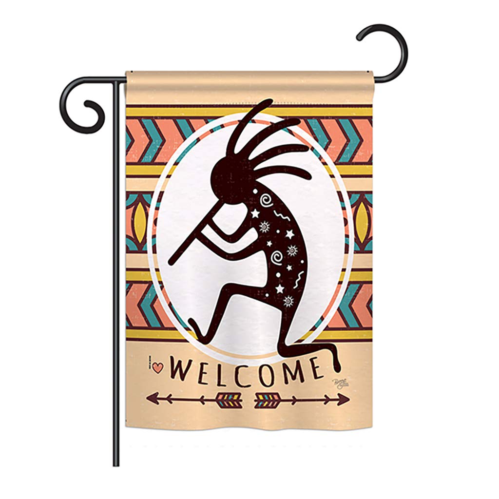 H115144-bo Welcome Kokopelli Dance Country & Primitive Southwest Impressions Decorative Vertical 28 X 40 In. Double Sided House Flag