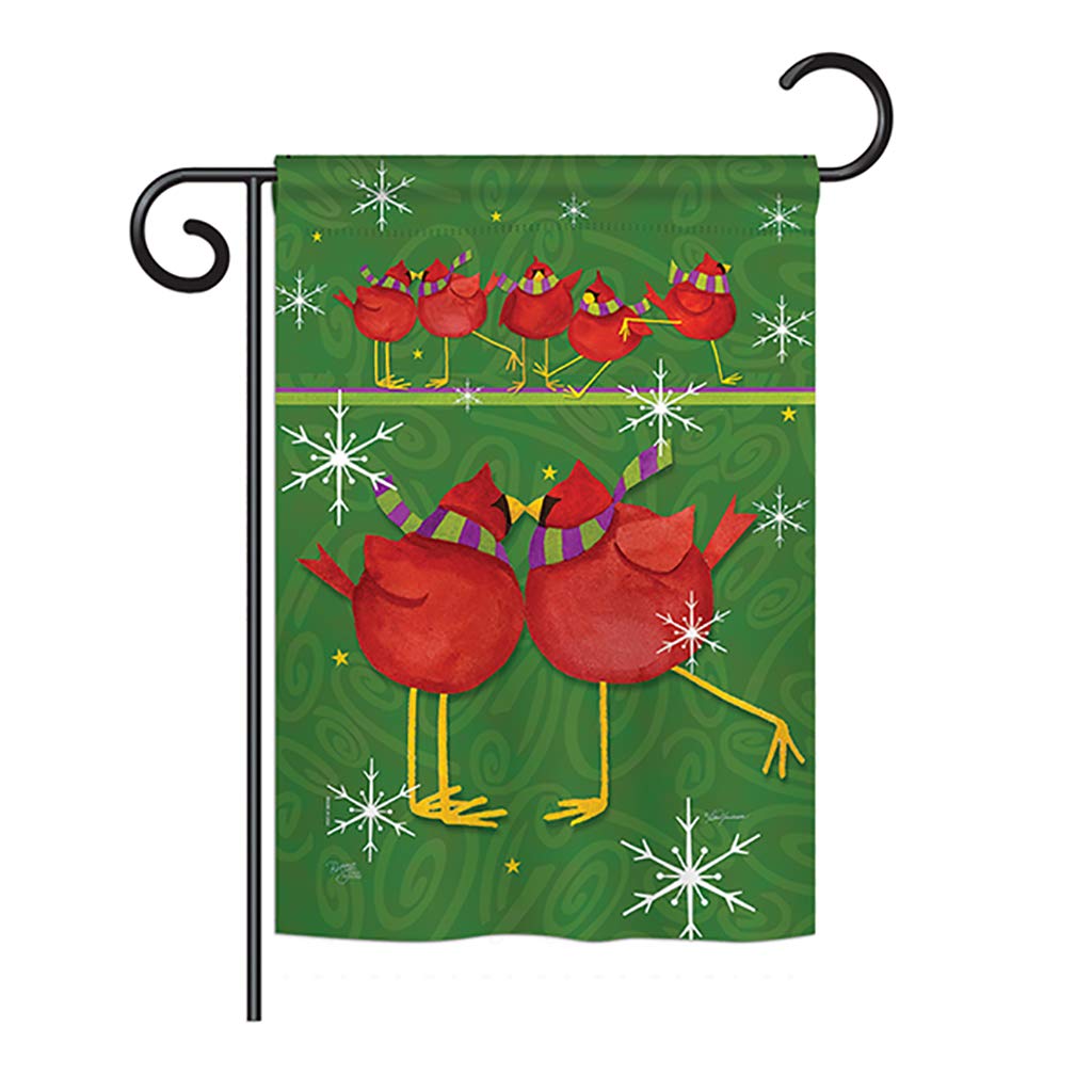 G164216-bo Callin All Cardinals Winter Wonderland Impressions Decorative Vertical 13 X 18.5 In. Double Sided Garden Flag