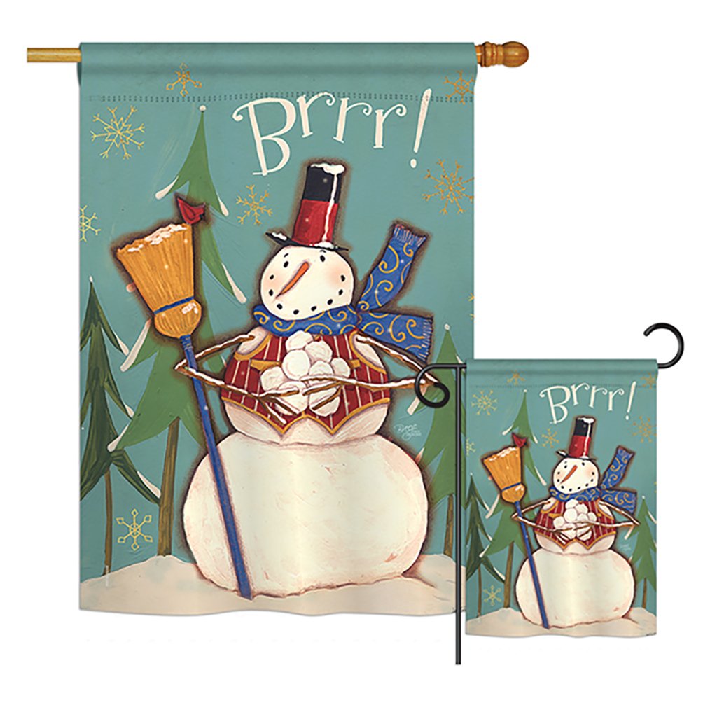 H114159-bo Winter Snowman Brrr Wonderland Impressions Decorative Vertical 28 X 40 In. Double Sided House Flag