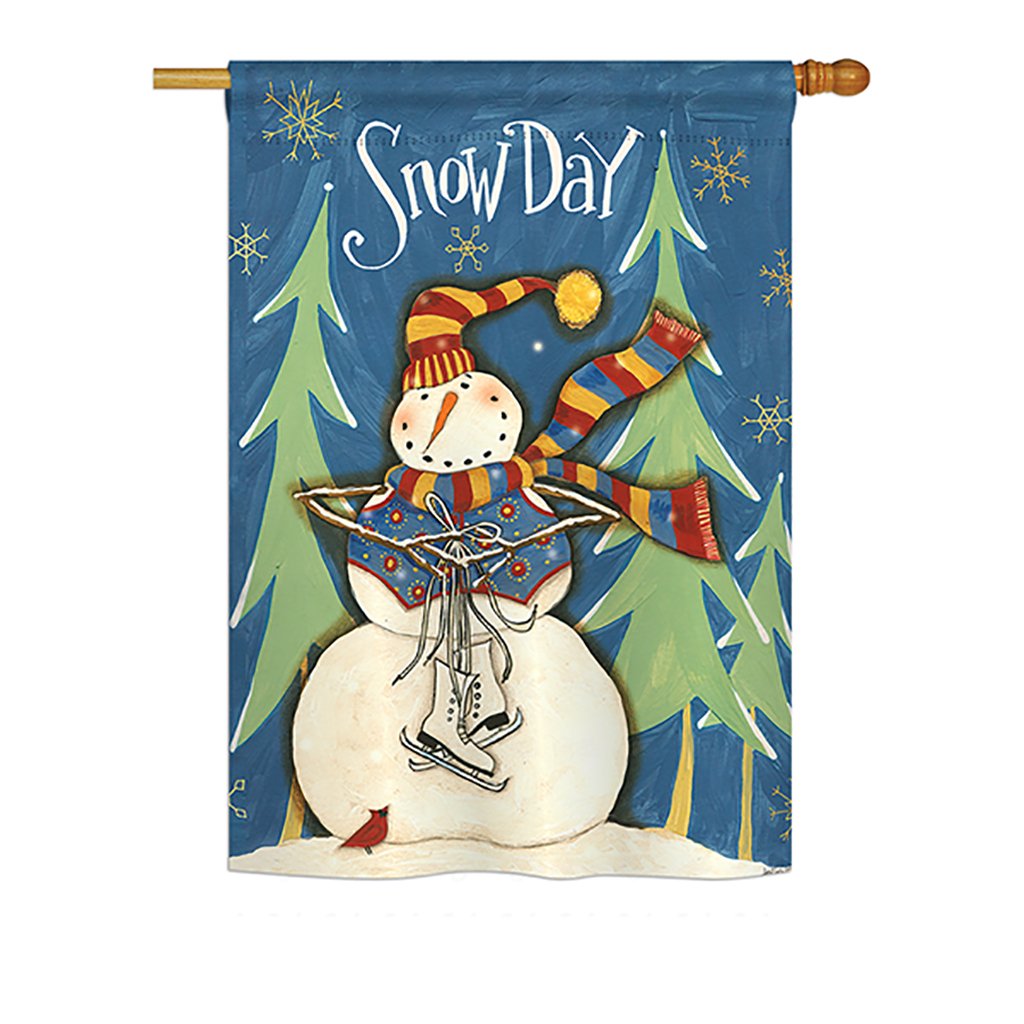 H114161-bo Winter Snow Day Wonderland Impressions Decorative Vertical 28 X 40 In. Double Sided House Flag