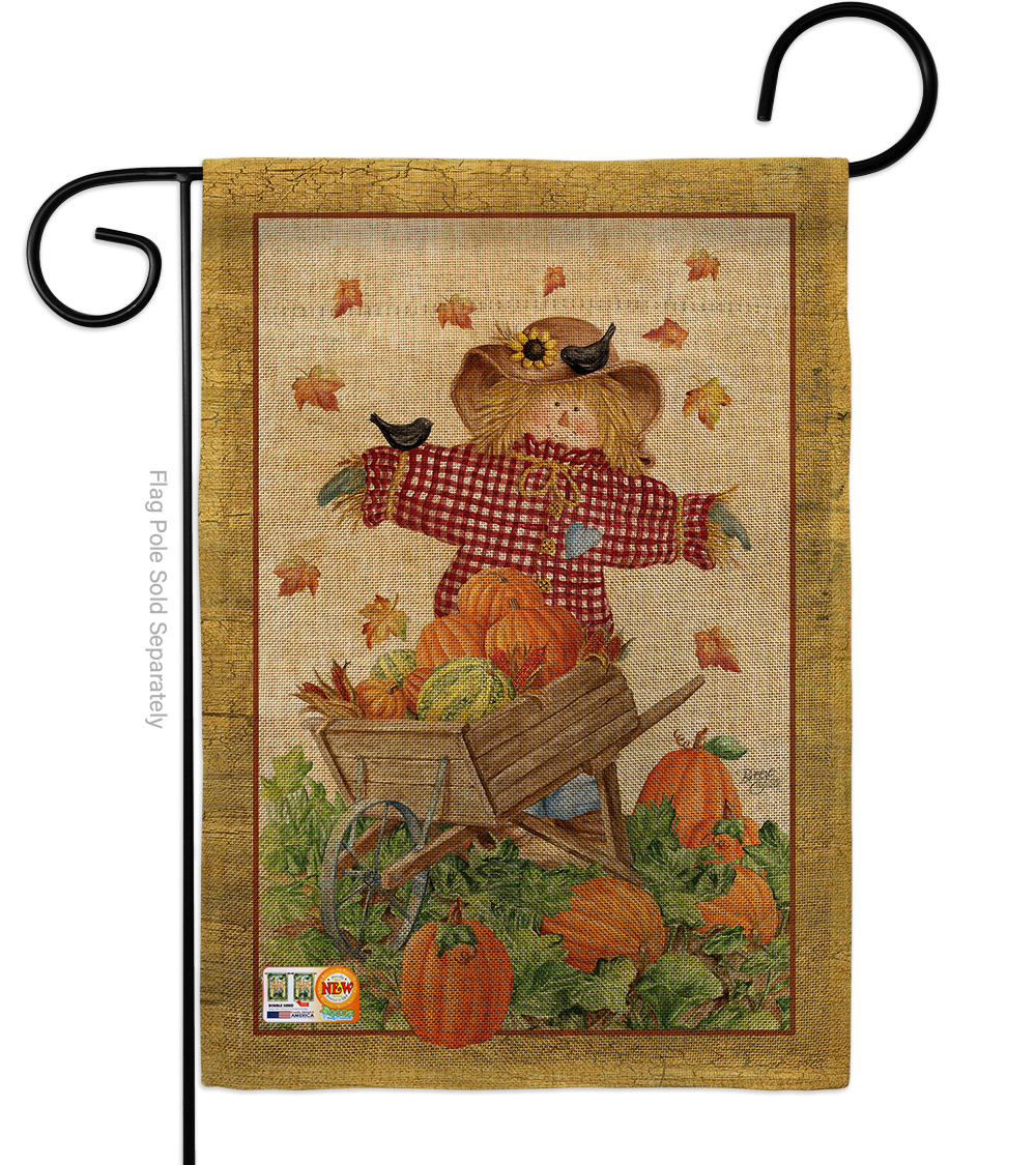 13 X 18.5 In. Scarecrow Burlap Fall Harvest & Autumn Impressions Decorative Vertical Double Sided Garden Flag