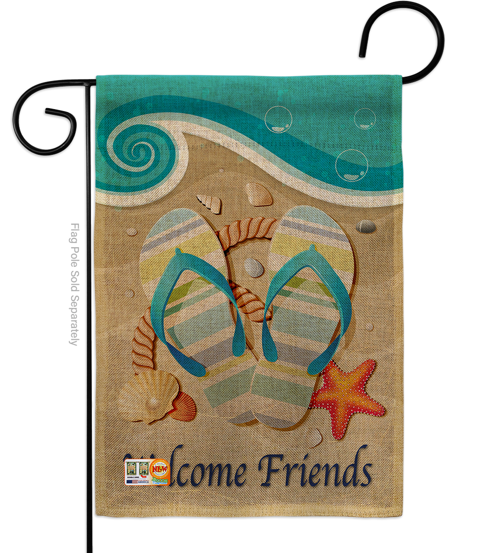 13 X 18.5 In. Sunny Friends Burlap Summer Fun In The Sun Impressions Decorative Vertical Double Sided Garden Flag
