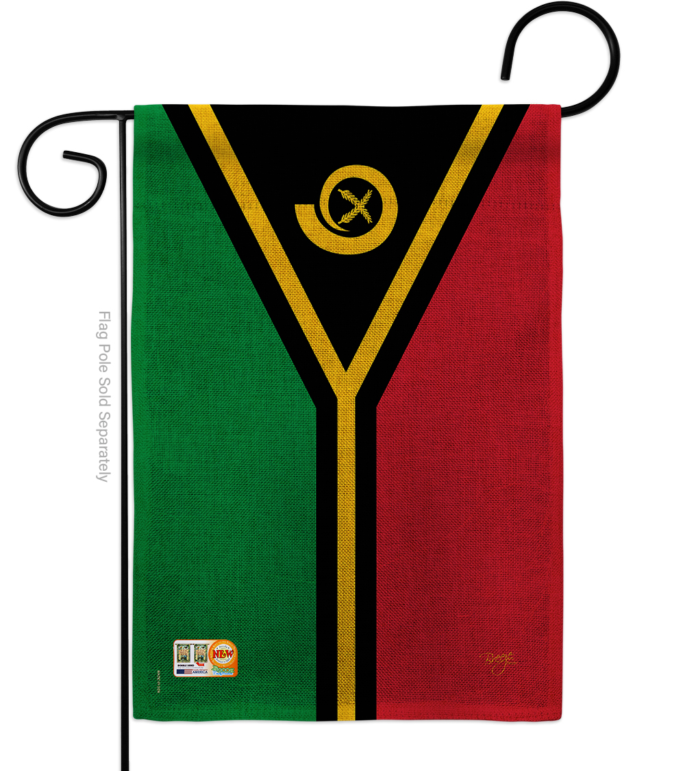 13 X 18.5 In. Vanuatu Burlap Flags Of The World Nationality Impressions Decorative Vertical Double Sided Garden Flag