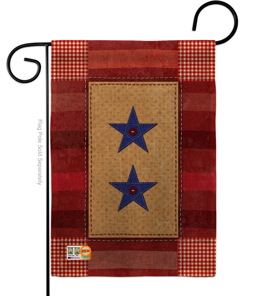 13 X 18.5 In. Two Star Service Burlap Americana Military Impressions Decorative Vertical Double Sided Garden Flag