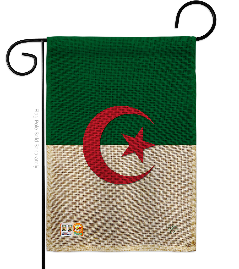 Bd-cy-g-108216-ip-db-d-us14-bd 13 X 18.5 In. Algeria Burlap Flags Of The World Nationality Impressions Decorative Vertical Double Sided Garden Flag
