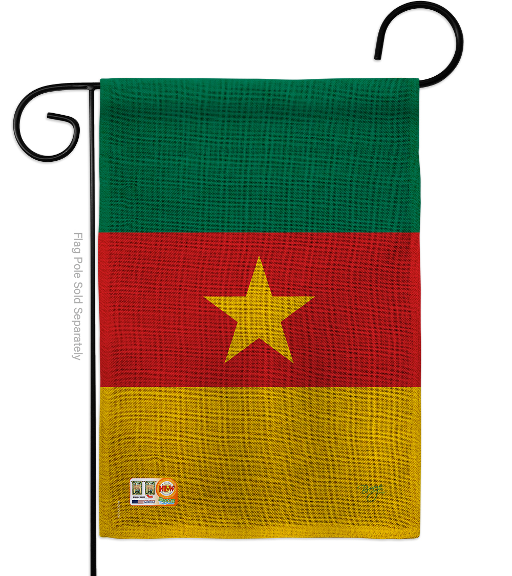 Bd-cy-g-108218-ip-db-d-us14-bd 13 X 18.5 In. Cameroon Burlap Flags Of The World Nationality Impressions Decorative Vertical Double Sided Garden Flag