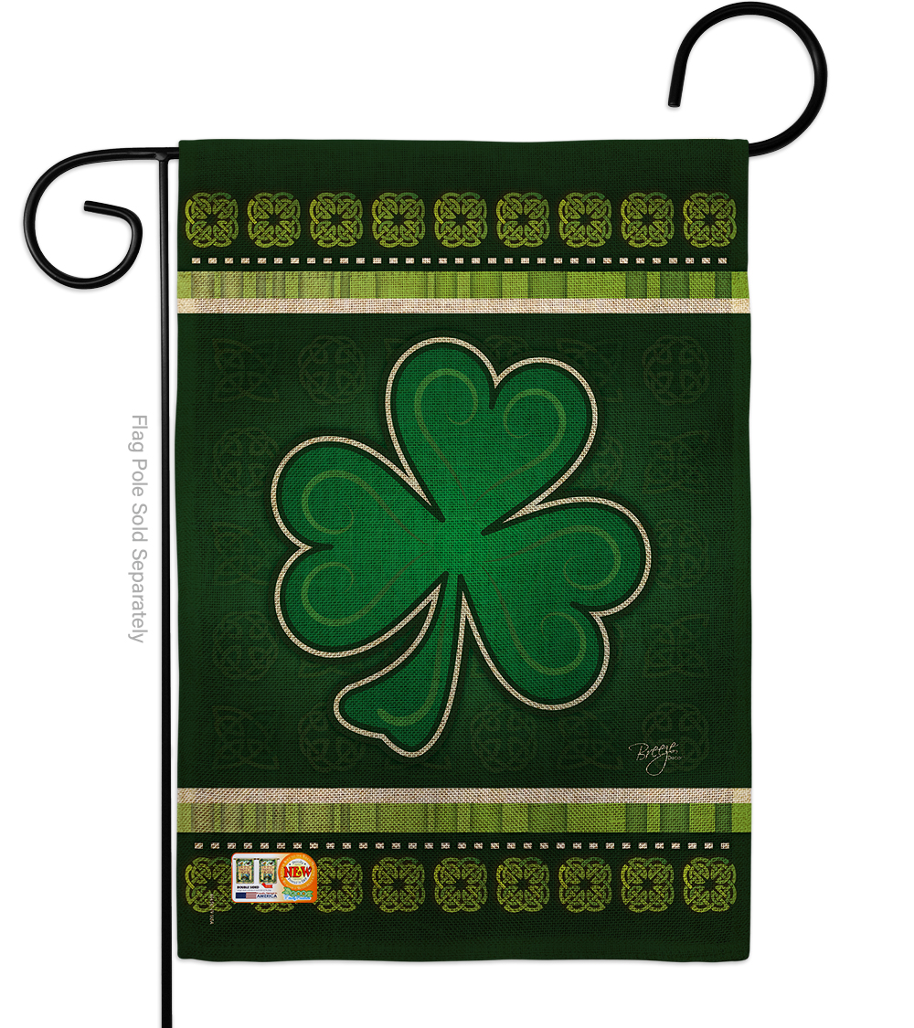 13 X 18.5 In. Shamrock Burlap Spring St Patrick Impressions Decorative Vertical Double Sided Garden Flag