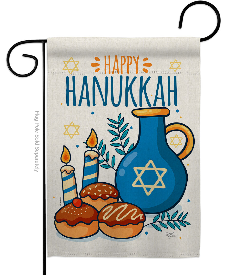 G164240-BO Hanukkah Sufganiyot Garden Flag Winter 13 x 18.5 in. Double-Sided Decorative Vertical Flags for House Decoration Banner Yard Gift
