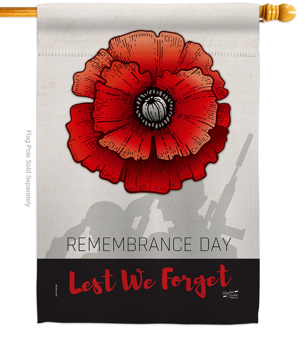 H137384-BO 28 x 40 in. Remembrance Day House Flag with Armed Forces Veterans Double-Sided Decorative Vertical Decoration Banner Garden Yard Gift