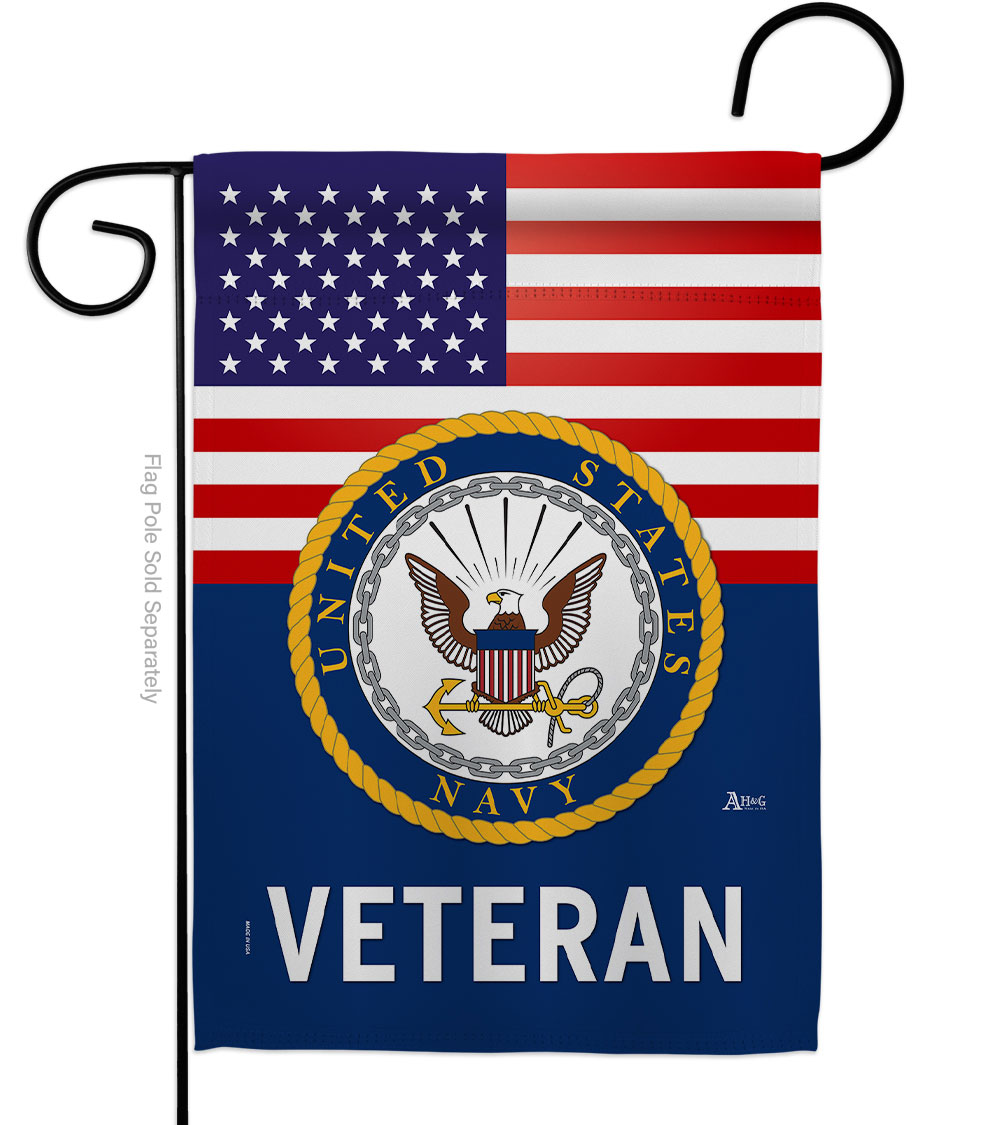 G142614-BO 13 x 18.5 in. US Navy Veteran Garden Flag with Armed Forces Double-Sided Decorative Vertical Flags House Decoration Banner Yard Gift
