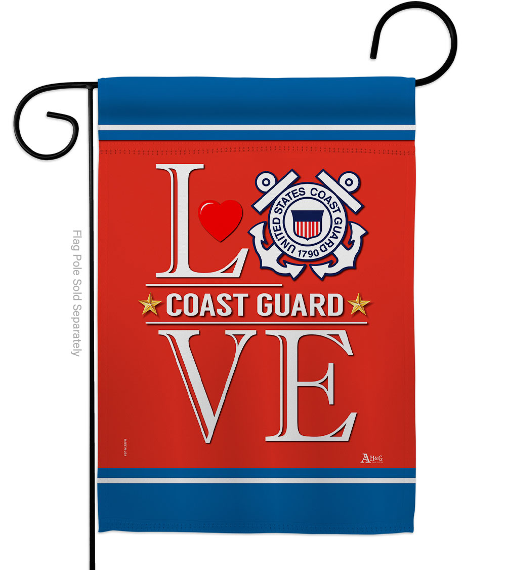 G142634-BO 13 x 18.5 in. Coast Guard Love Garden Flag with Armed Forces Double-Sided Decorative Vertical Flags House Decoration Banner Yard Gift