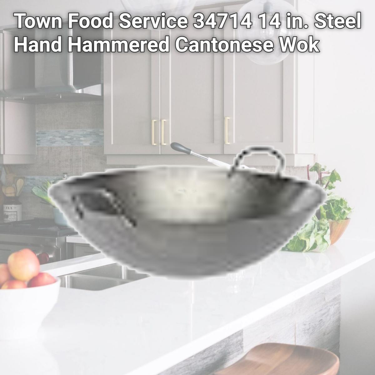 Picture of Town Food Service 34714 14 in. Steel Hand Hammered Cantonese Wok