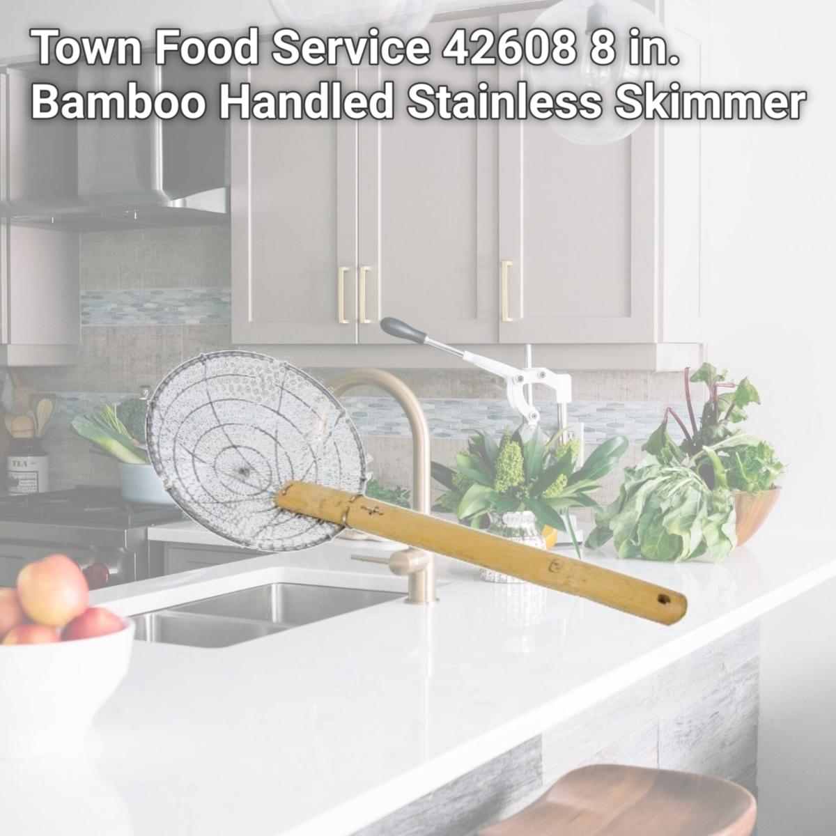 Picture of Town Food Service 42608 8 in. Bamboo Handled Stainless Skimmer