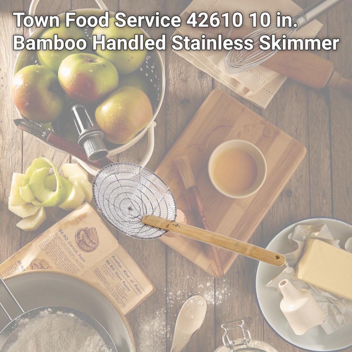 Picture of Town Food Service 42610 10 in. Bamboo Handled Stainless Skimmer