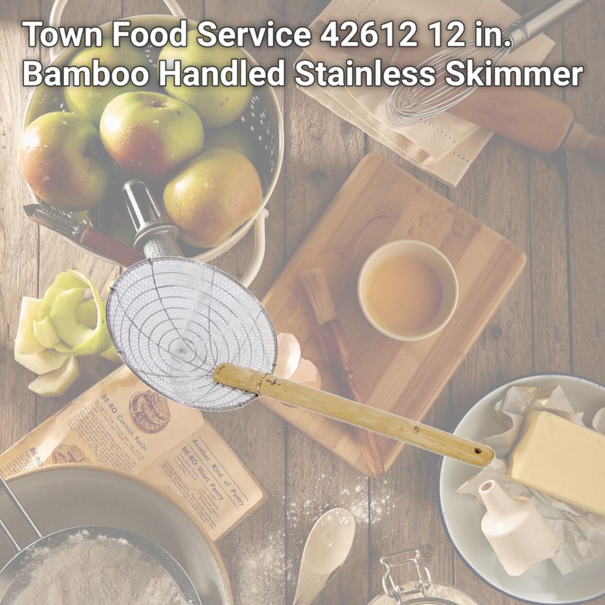 Picture of Town Food Service 42612 12 in. Bamboo Handled Stainless Skimmer