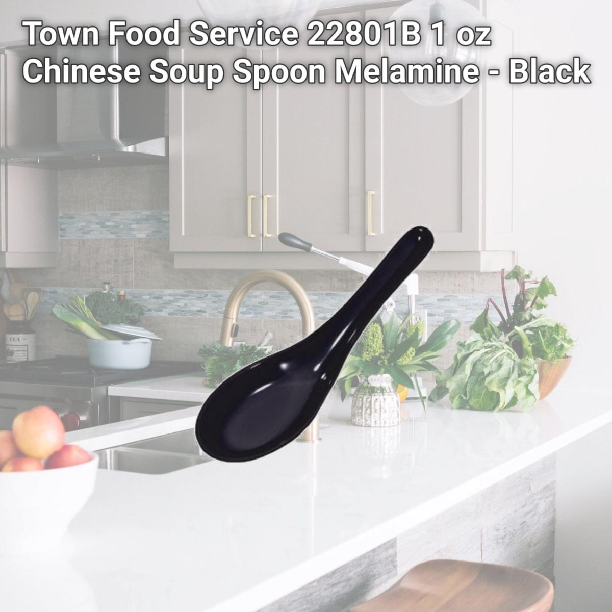 Picture of Town Food Service 22801B 1 oz Chinese Soup Spoon  Melamine - Black