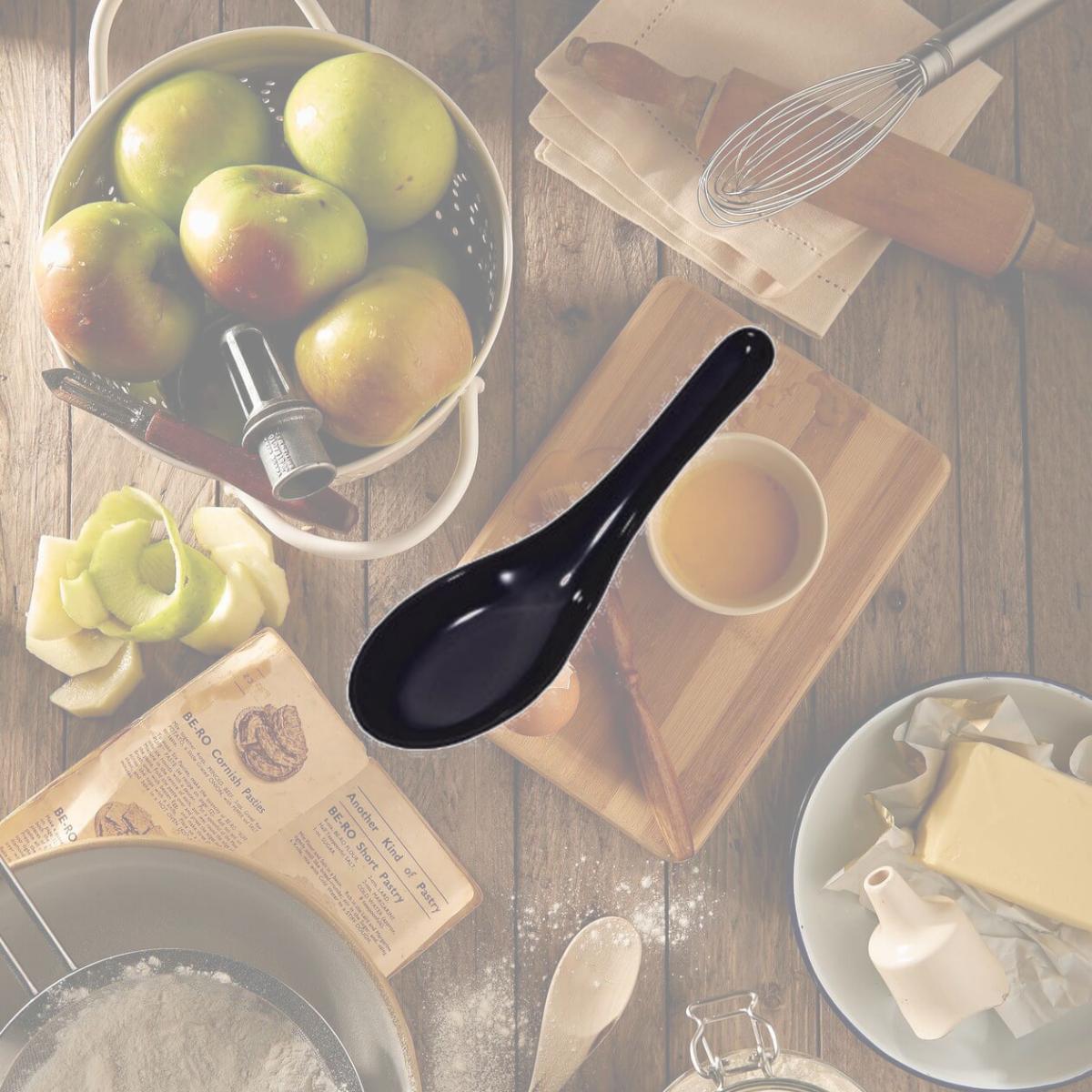 Picture of Town Food Service 22801B 1 oz Chinese Soup Spoon  Melamine - Black
