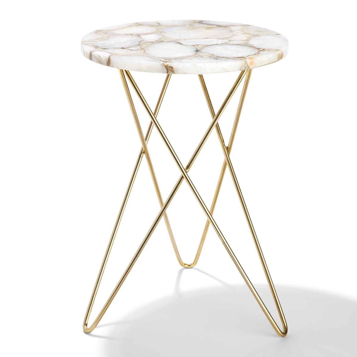 Saa005-wh White Agate Table With Steel Base