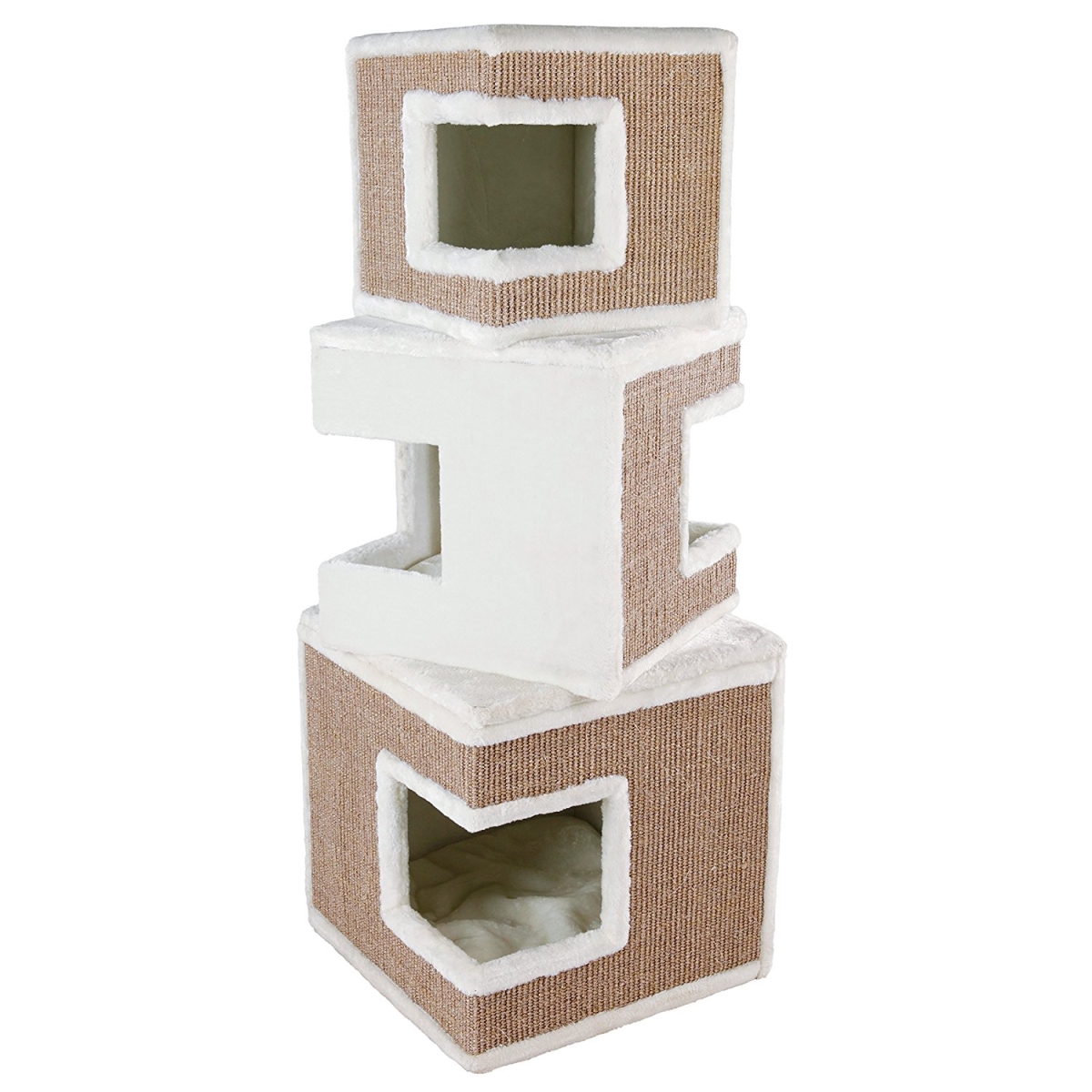 Lilo Modular 3 Story Cat Tower, White & Brown