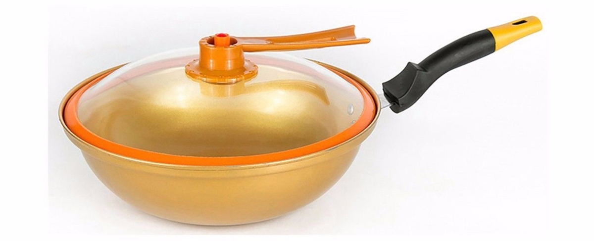 20 X 13 X 5 In. 32 Cm Non Stick Ceramic Golden Wok